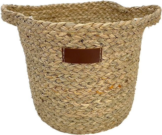 Pocoline Korb aus Seegras in Beige mit Griffen, rund und im Open-Weave-Design, Durchmesser: 21 cm, Höhe: 18 cm - Bild 1