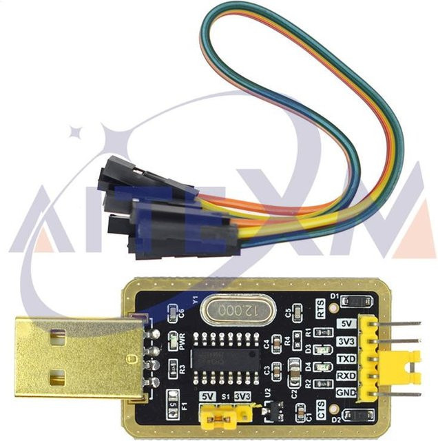 CH340G USB auf TTL RS232 Konverter Modul für Arduino in Schwarz mit USB-C Anschluss - Bild 1