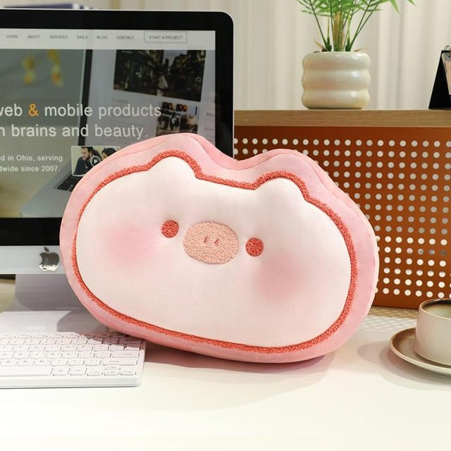 Yiran Health & Beauty Käsekuchen Plüschkissen in Pink, Kuscheliges Lebensmittel-Design Kissen mit 40 cm Durchmesser - Bild 1