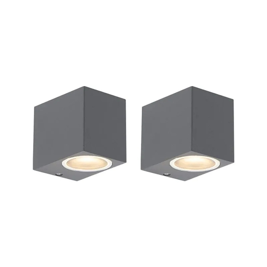 QAZQA Baleno I Set mit 2 modernen Wandleuchten in Anthrazit, dimmbar, IP44 für Außenbereich, Badezimmer und Innenraum, GU10 Aluminium - Bild 2