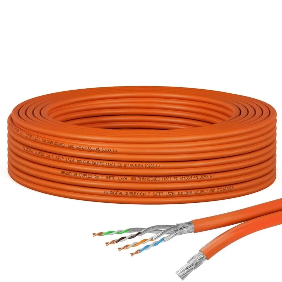 hb-digital CAT 7 Duplex Ethernet LAN Kabel S/FTP AWG23 LSZH Orange, 10 m - Bild 2