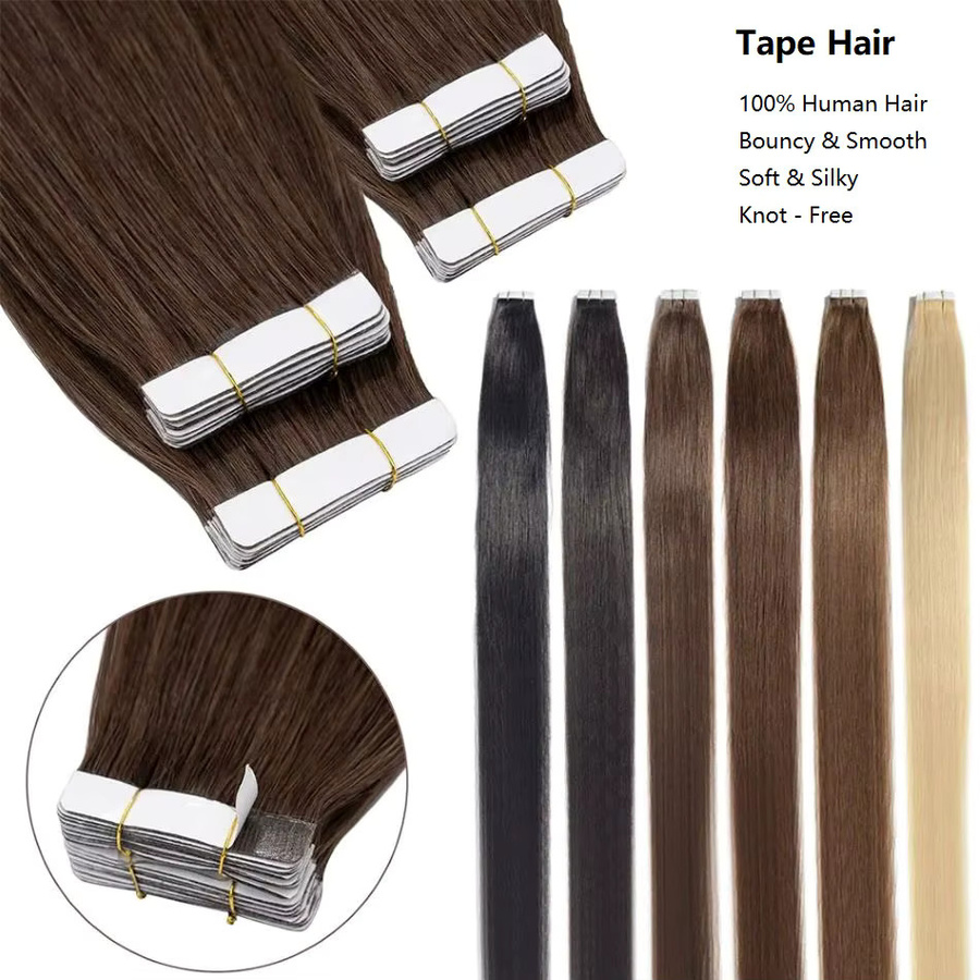 xbeauty Tape-in-Haarverlängerungen, Echthaar, glatt, 20 Stück, Damen - Bild 4