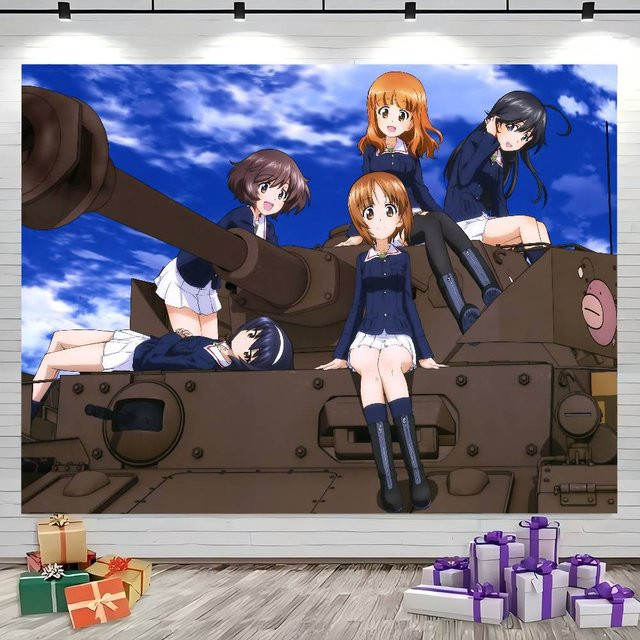 Mesuca Party Banner Japanische Anime Mädchen und Panzer Fotokulisse für Geburtstag und Fotostudio, Mehrfarbig, 70 x 70 cm - Bild 1
