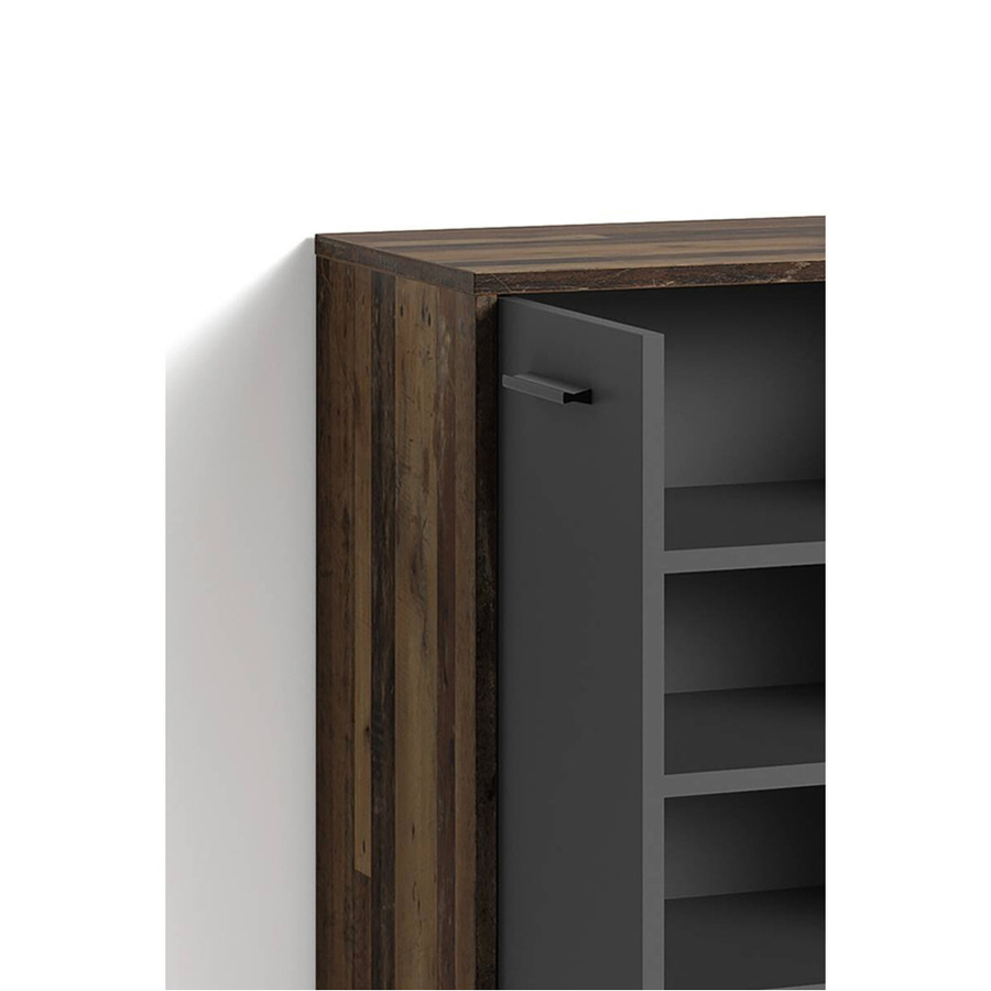 Schuhschrank byLIVING BEN in Eiche Old Wood und Anthrazit, B/H/T: 63 x 83 x 35 cm - Bild 2