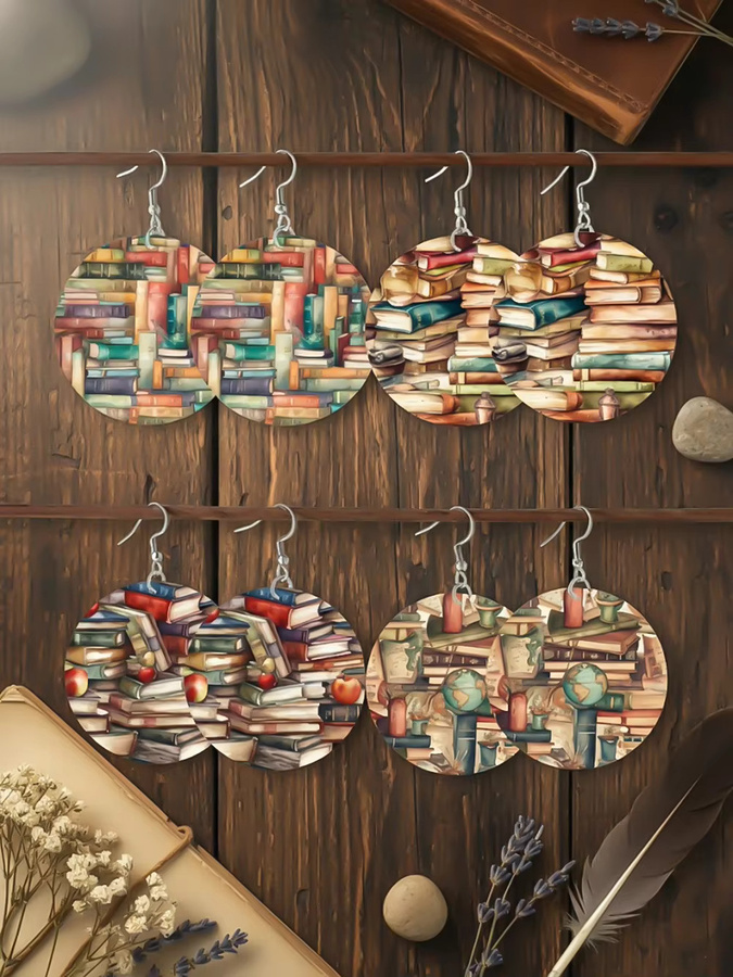 YULUCH Ohrhänger-Set, Holz, Bunt, Damen, Vintage - Bild 4