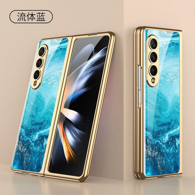 Luxus Stoßfeste Glas Schutzhülle für Samsung Galaxy Z Fold 7 6 5 4 in Blau - Bild 1