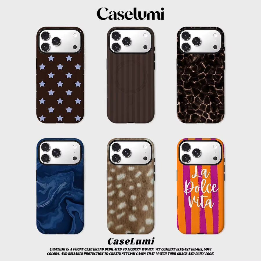 CaseLumi Matte Bumper Schutzhülle mit MagSafe für iPhone 17 16 15 Plus Pro Max in Dunkelbraun Himmelslicht-Sterne - Bild 7
