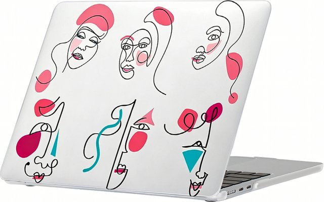 Line Art Face Hartschalen-Laptop-Hülle für Apple MacBook Air und MacBook Pro in Weiß - Bild 1