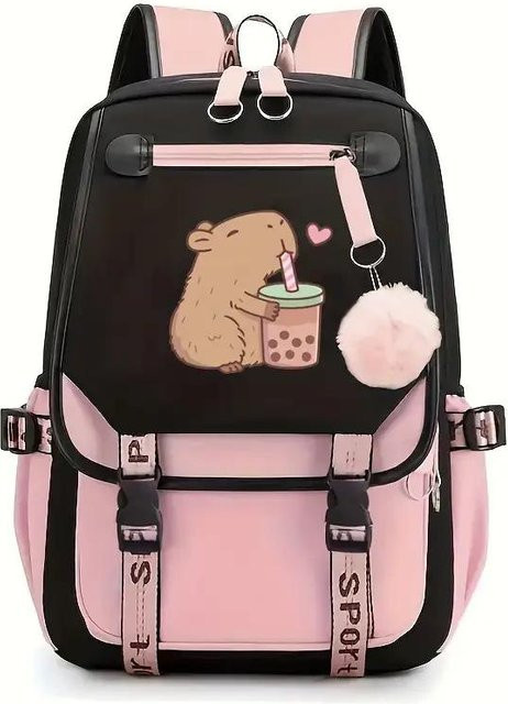 3-teiliges Schulrucksack-Set in Pink aus Oxford-Stoff mit großem Fassungsvermögen inklusive Federmäppchen und Schultergurt - Bild 1