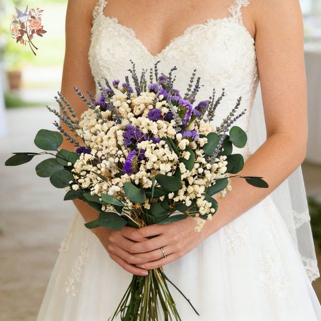 YN HI FLOWER getrockneter Blumenstrauß mit Gypsophila, Lavendel und Eukalyptus für Hochzeit und Home Decor - Bild 1