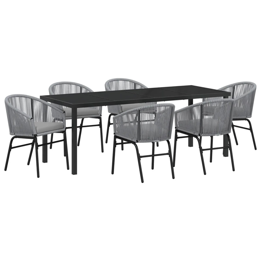 vidaXL Garten Essgruppe 7-teilig aus Poly Rattan und Stahl in Anthrazit Grau - Bild 2