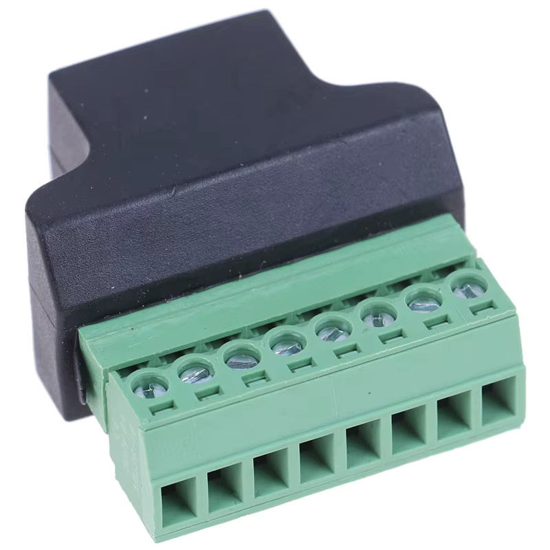 RJ45 auf Schraubklemmenadapter in Schwarz, RJ45-Buchse auf 8-poligen Stecker für CCTV und DVR - Bild 4