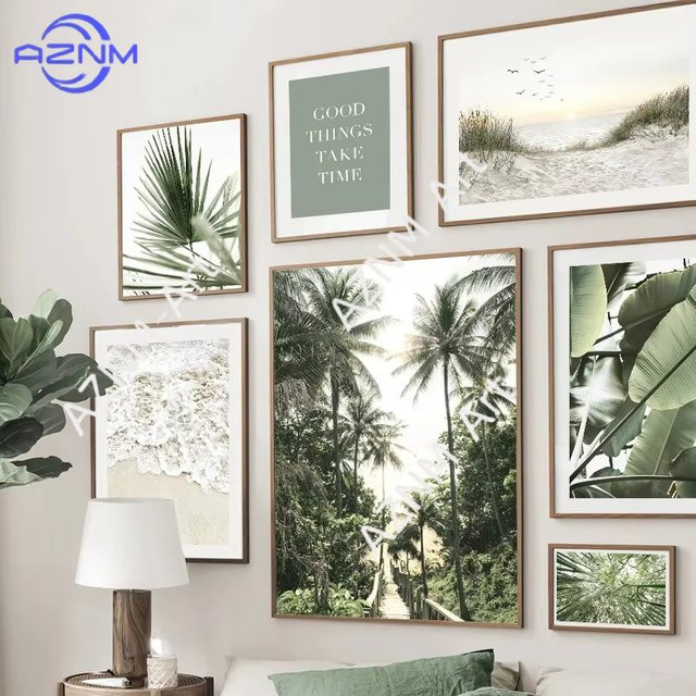 AZNM Wandkunst Natur Motiv Grünes Blatt Landschaftsposter als moderner Papierdruck für dein Wohnzimmer oder Schlafzimmer - Bild 1