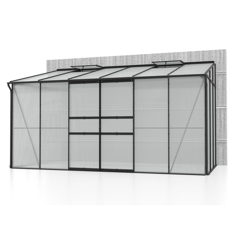 Vitavia Anlehn-Gewächshaus Ida 7800 Schwarz mit Polycarbonat-Platten und Doppelschiebetür - Bild 2