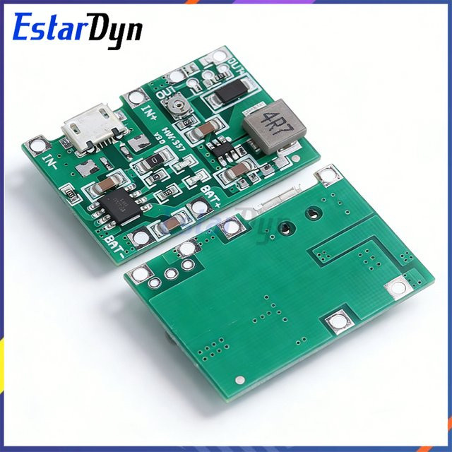 Estardyn Akku-Ladeplatine und Step-Up-Boost-Modul DIY-Kit für Lithium Li-Ion 18650 3,7V 4,2V in Grün - Bild 1