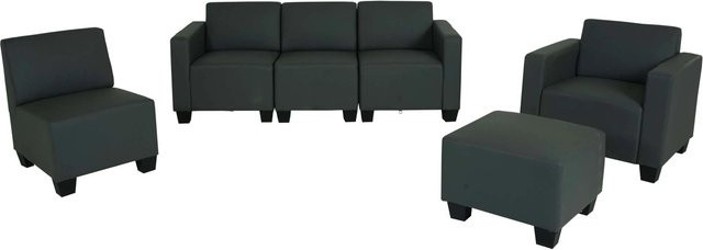MCW Modular Sofa-System Moncalieri Couch-Garnitur 3-1-1-1 aus Kunstleder in Dunkelgrau - Bild 2