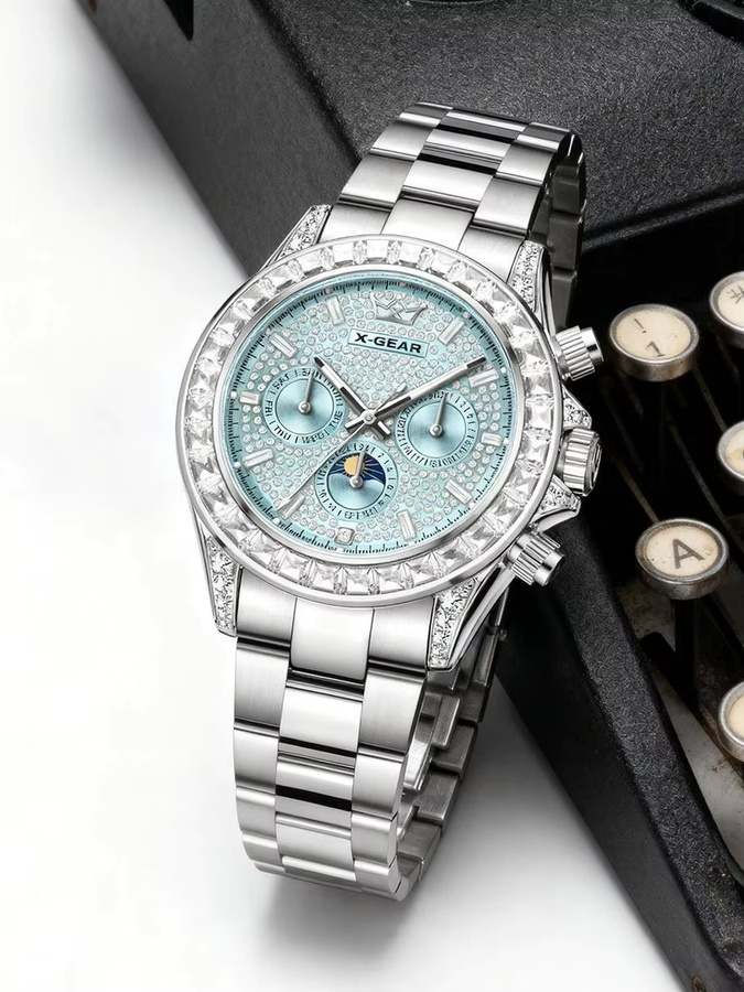 X-GEAR Armbanduhr Automatik, Edelstahl, Diamant, Blau, Herren - Bild 7