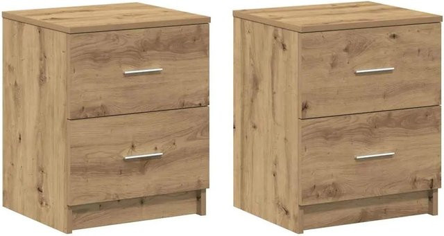 vidaXL Nachttische 2er-Set in Artisan-Eiche mit 2 Schubladen, Farbe: Braun, B/T/H: 40 x 36 x 50 cm - Bild 1
