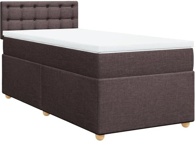 vidaXL Boxspringbett mit Matratze in Dunkelbraun und Weiß, Hybrid-Konstruktion mit Taschenfedern und USB-Ladeport sowie Unterbettbeleuchtung, B/T: 90 x 190 cm - Bild 1