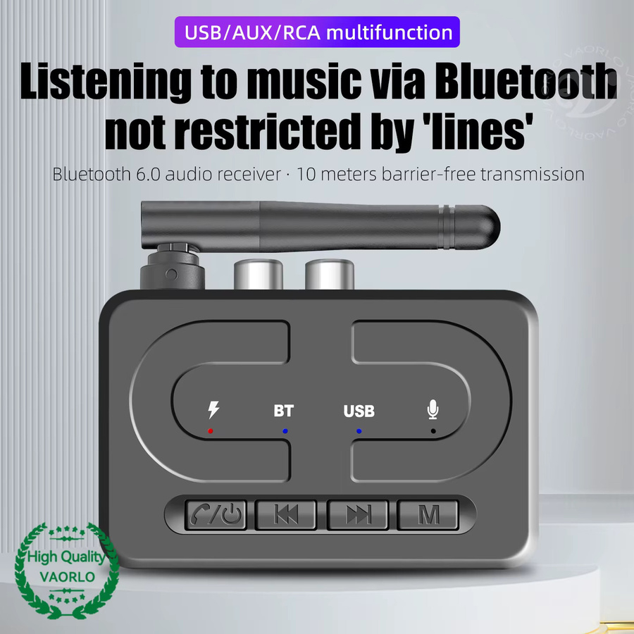 VAORLO Bluetooth 6.0 Audio-Empfänger in Schwarz mit 3,5-mm-AUX, RCA und USB-Wiedergabe für HiFi-Stereo-Systeme und Verstärker - Bild 5