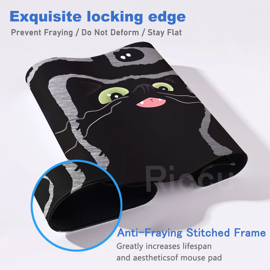 Riccu XXL Gaming Mauspad mit HD-Druck Ink Cat Motiv in Multicolour aus Naturkautschuk - Bild 2