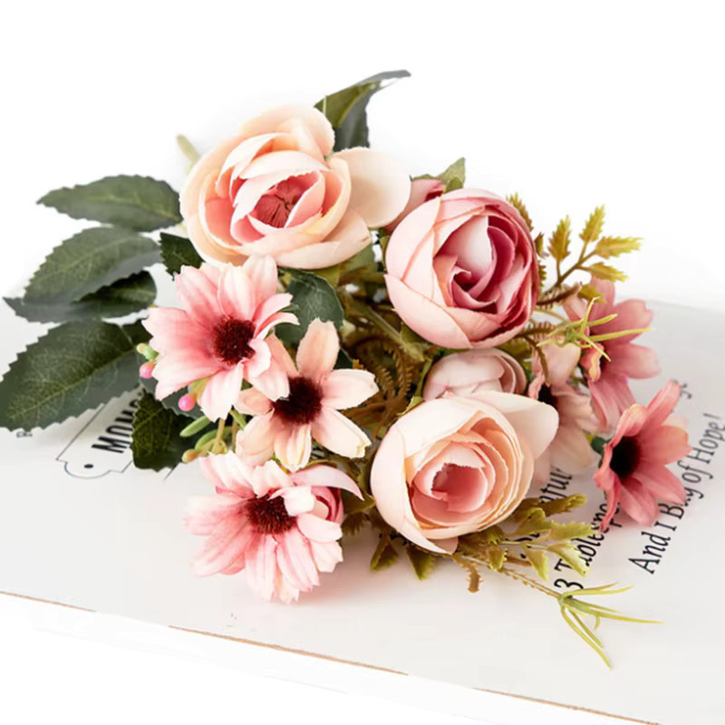 Künstliche Tee-Rosen von smr in Blau als dekorative Tischdekoration für Hochzeit und Weihnachten - Bild 2