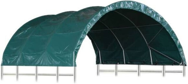 vidaXL Weidezelt aus PVC und Stahl in Dunkelgrün, B/H/T: 370 x 160 x 370 cm - Bild 1