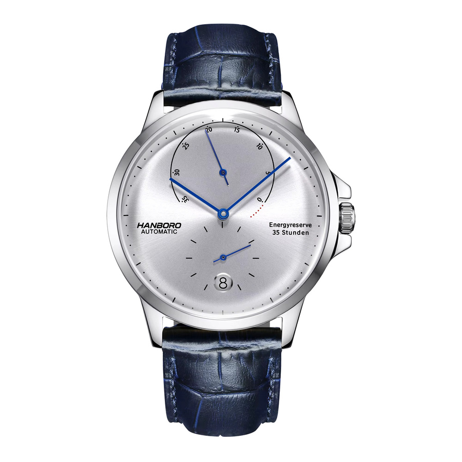 HANBORO Armbanduhr Automatik, Edelstahl, Leder, Herren - Bild 2