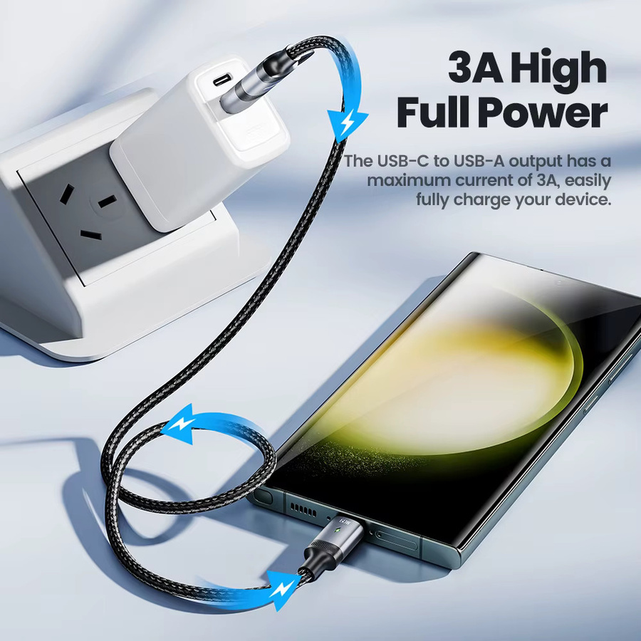 Toocki 2-in-1 USB-C auf USB-C Schnellladekabel mit 60 W PD für iPhone 15 14 Pro Max, Xiaomi 13 12 und Samsung S23 in Schwarz oder Grau - Bild 4