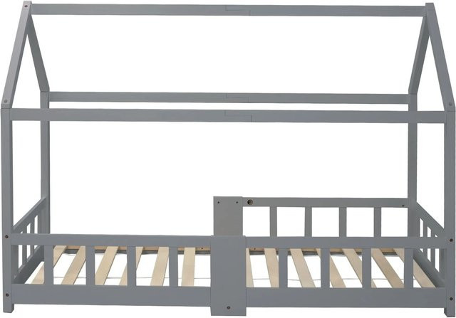 okwish Hausbett für das Kinderzimmer in Grau mit Tafel und Rausfallschutz, B/T/H: 207 x 90 x 120 cm, ohne Matratze - Bild 1