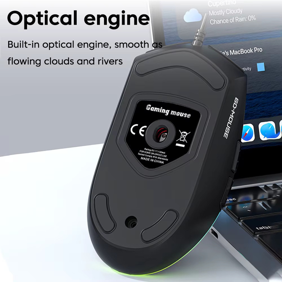 Elough M300 Kabellose Gaming Maus mit RGB-Beleuchtung und DPI-Anpassung für E-Sport, kompatibel mit PC und Mobilgeräten - Bild 1