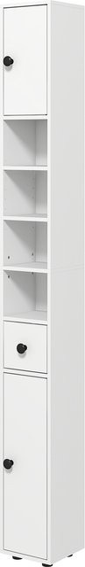 Aosom Badezimmerschrank schmal als Hochschrank in Weiß mit Schublade und offenen Fächern, B/T/H: 20 x 20 x 180 cm - Bild 1