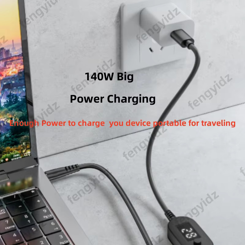 Fengyidz USB-C auf DC 5,5x2,5mm PD Stromversorgungskabel, Einstellbarer Spannungsadapter 65W, Schwarz - Bild 5