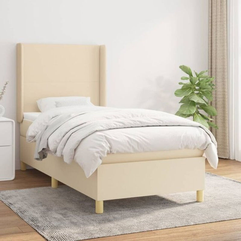 Vidaxl Boxspringbett mit Matratze aus Stoff in Beige B/T/H: 90 x 200 cm - Bild 1