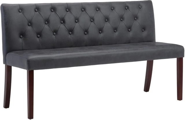 DELUKE Sitzbank MAURI mit Rückenlehne in Grau, Wildleder-Optik im Retro-Stil, Breite: 148,5 cm - Bild 1