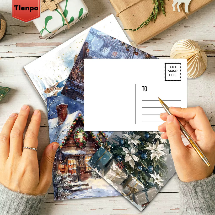 32 Weihnachtsszenen-Postkarten in Blau und Multicolour aus hochwertigem Papier mit hochauflösendem Druck - Bild 3