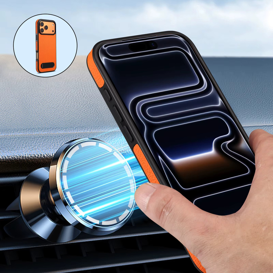 Denior Magnetische Handyhülle mit Lychee-Muster aus PU-Leder für iPhone 17 16 15 14 13 Pro Max Plus, Kabelloses Laden unterstützt - Bild 5