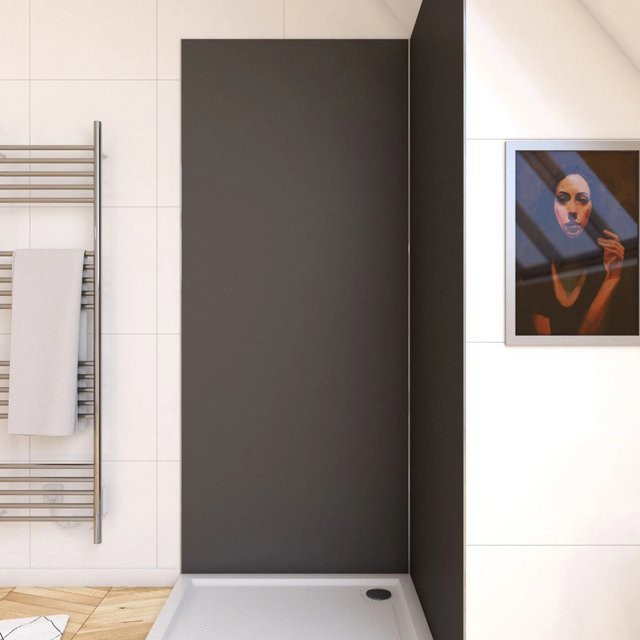 Aurlane Design-Duschwand Satin Grey in Frosted, B: 90 cm, H: 210 cm, T: 0,3 cm - Bild 1