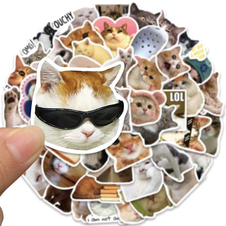 50 Stück Lustige Katze Meme Aufkleber in Multicolour zur Dekoration von Tagebuch, Kühlschrank und Rucksack - Bild 2