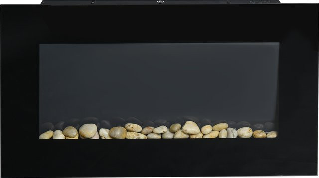 HOMCOM Elektrokamin mit Heizung und 7 Flammeneffekten in Schwarz, B/T/H: 72,5 x 11,5 x 40 cm - Bild 1