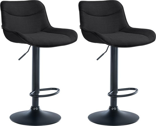 2er Set Barhocker Vonore aus Stoff mit Lehne, höhenverstellbar und 360 Grad drehbar mit Fußstütze und Metallgestell - Bild 1