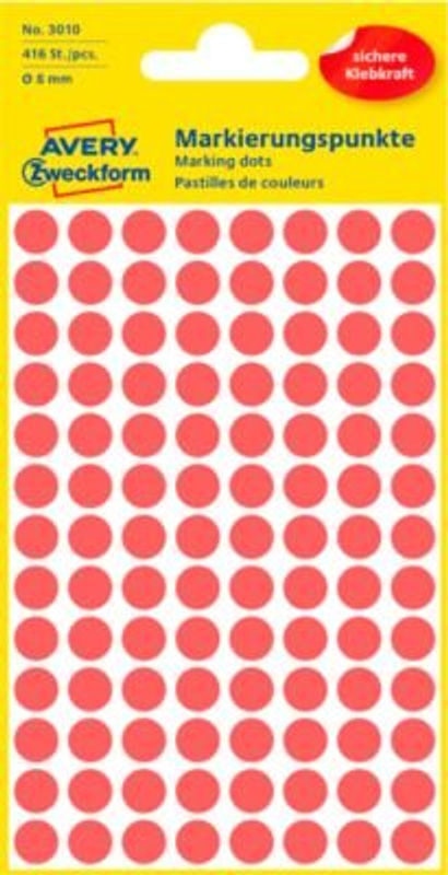 Avery Zweckform Markierungspunkte 3010 Etiketten Ø 8 mm Rot Permanent haftend aus Papier - Bild 2