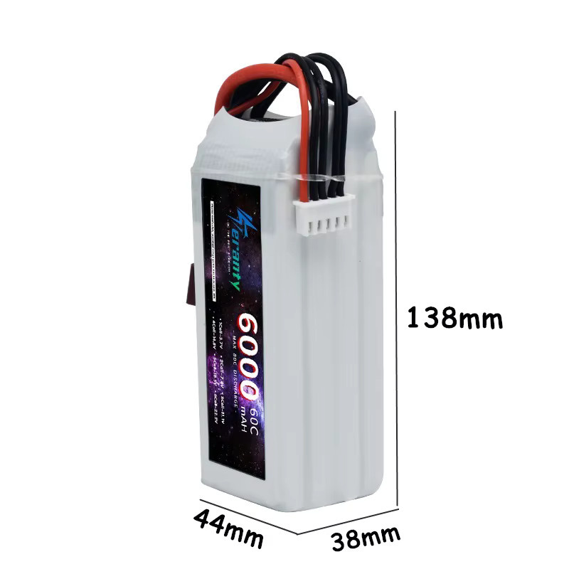 TERFPV Li-Ion Akku 14,8 V 4S 6000 mAh mit Deans T/XT60/TRX/EC5 Stecker in Weiß für RC Flugzeuge, Hubschrauber, Autos und Boote 60C - Bild 3