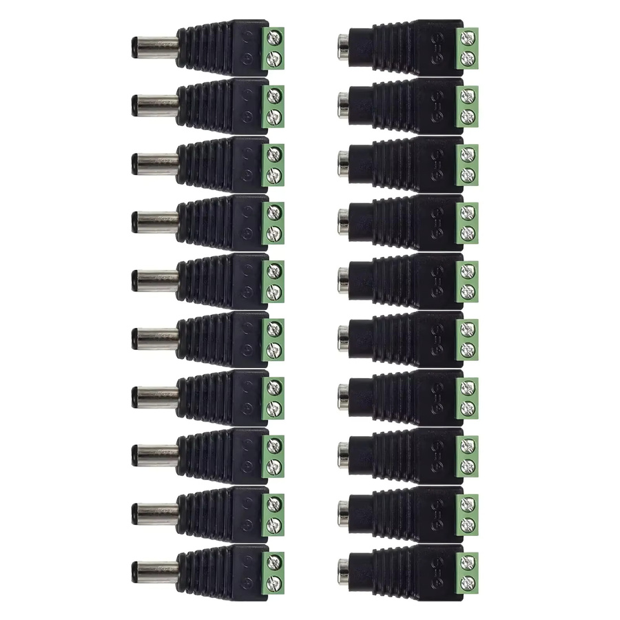 ELECAPITAL DC Netzstecker-Adapter Set mit männlichen und weiblichen Anschlüssen 2,1 x 5,5 mm für LED-Streifen und CCTV-Kameras, Schwarz - Bild 2