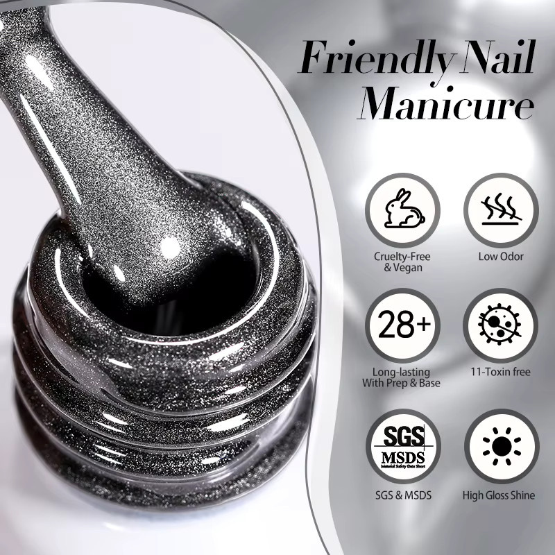 BORN PRETTY Magnetgel-Nagellack, Schwarz, 10 ml - Bild 6