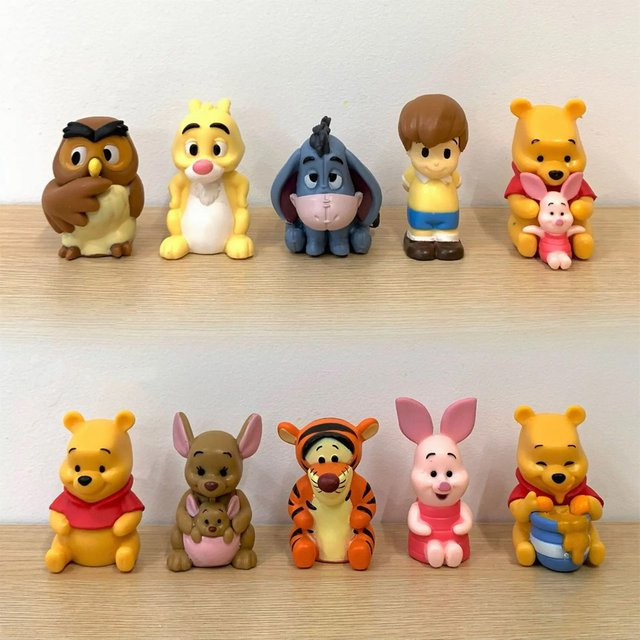 Disney Winnie The Pooh und Tigger Figuren Set aus PVC, 10er-Pack, Multicolor, Desktop-Dekoration für Kinder - Bild 1