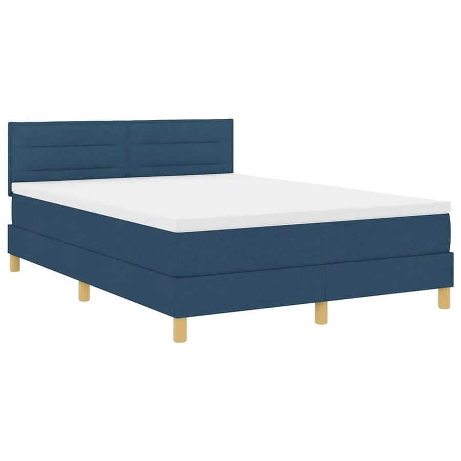 vidaXL LED Boxspringbett mit Matratze in Blau, Hybrid-Konstruktion mit USB-Ladeport und Unterbettbeleuchtung, B/T: 140 x 190 cm - Bild 2
