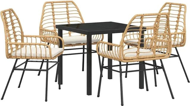 vidaXL Garten Essgruppe 5-teilig aus Poly-Rattan und Glas in Braun - Bild 1