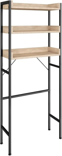 tectake Badezimmerregal Seattle Industrial Style mit 3 Ablagen aus Stahl und Holz in Eiche Sonoma, B/T/H: 67 x 25 x 165,5 cm - Bild 2