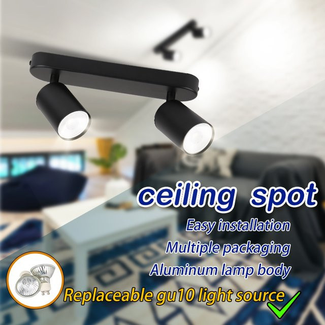 LANGYUE Moderne GU10 Schienenbeleuchtung in Schwarz, flexible Decken- und Wandstrahler aus Metall für Wohnzimmer, Küche oder Badezimmer - Bild 1